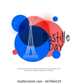 Illustration,Card,Banner Or Poster For The French National Day.Happy Bastille Day.