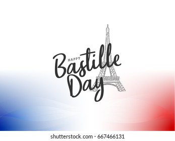 Illustration,Card,Banner Or Poster For The French National Day.Happy Bastille Day.