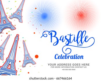 Illustration,Card,Banner Or Poster For The French National Day.Happy Bastille Day.
