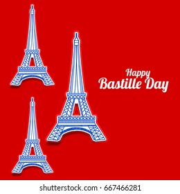 Illustration,Card,Banner Or Poster For The French National Day.Happy Bastille Day.