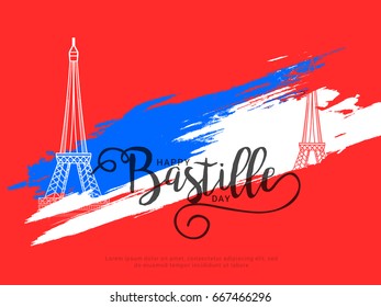 Illustration,Card,Banner Or Poster For The French National Day.Happy Bastille Day.