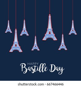 Illustration,Card,Banner Or Poster For The French National Day.Happy Bastille Day.