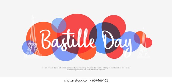 Illustration,Card,Banner Or Poster For The French National Day.Happy Bastille Day.