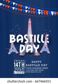 Illustration,Card,Banner Or Poster For The French National Day.Happy Bastille Day.