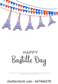 Illustration,Card,Banner Or Poster For The French National Day.Happy Bastille Day.