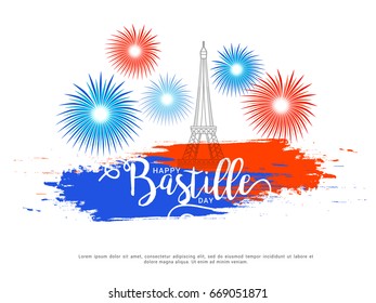 Illustration,Card,Banner Or Poster For The French National Day.Happy Bastille Day.