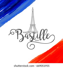 Illustration,Card,Banner Or Poster For The French National Day.Happy Bastille Day.