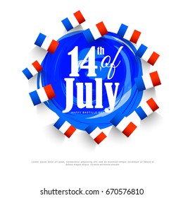 Illustration,Card,Banner Or Poster For The French National Day.Happy Bastille Day.