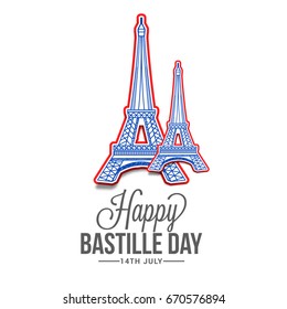 Illustration,Card,Banner Or Poster For The French National Day.Happy Bastille Day.