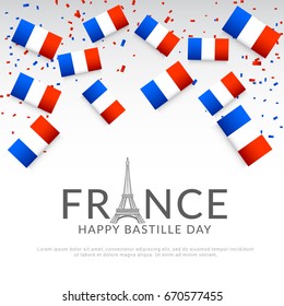 Illustration,Card,Banner Or Poster For The French National Day.Happy Bastille Day.