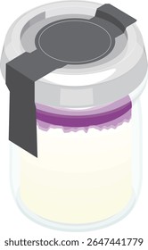 illustration:Cheese milk pudding Bottle.With lid.Full Color Clip Arts.