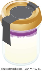 illustration:Cheese milk pudding Bottle.With lid.Full Color Clip Arts.