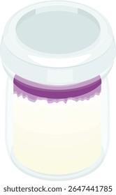 illustration:Cheese milk pudding Bottle.With lid.Full Color Clip Arts.
