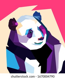 illustration,drawing panda in pop art portrait
