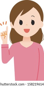 As for the illustration,female explaining the points.