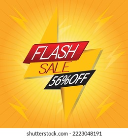 Illustration,Flash sale poster, Sale banner design template with editable text effect, 56 percent off