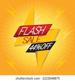 Illustration,Flash sale poster, Sale banner design template with editable text effect, 44 percent off
