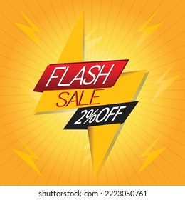 Illustration,Flash sale poster, Sale banner design template with editable text effect, 2 percent off