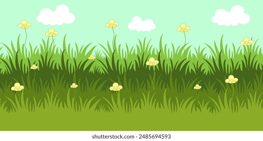 
illustrationgreen grass, collection. Nature vector illustration, land ecosystem grass.