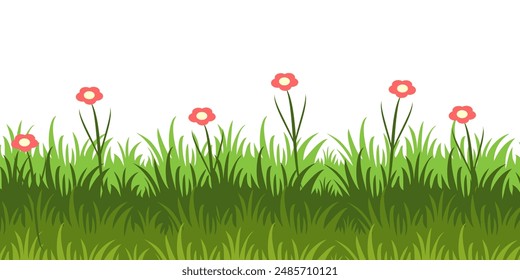 
illustrationgreen grass, collection. Nature vector illustration, land ecosystem grass.