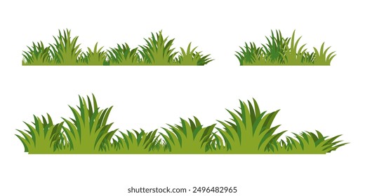 illustrationgreen grass, collection. Nature vector illustration, land ecosystem grass.