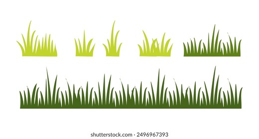 Ilustración Hierba verde, colección. Ilustración vectorial de Naturaleza, pasto del ecosistema de la tierra.