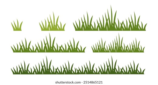 Ilustración Hierba verde, colección. Ilustración vectorial de Naturaleza, pasto del ecosistema de la tierra.