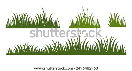 illustrationgreen grass, collection. Nature vector illustration, land ecosystem grass.