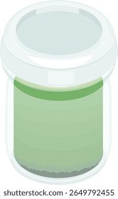 illustration:green tea pudding Bottle.With lid.Full Color Clip Arts.