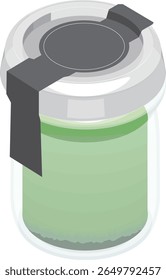 illustration:green tea pudding Bottle.With lid.Full Color Clip Arts.