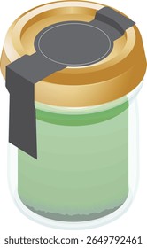 illustration:green tea pudding Bottle.With lid.Full Color Clip Arts.