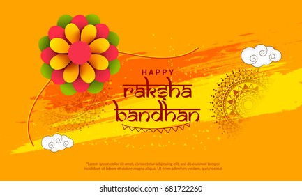 Illustration,greeting card with decorated rakhi for festival of raksha bandhan.