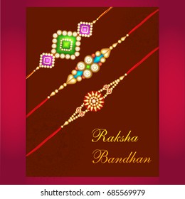 Illustration,greeting card of decorative rakhi for raksha bandhan background.