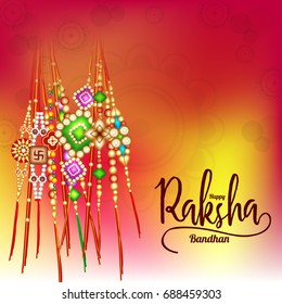 Illustration,greeting card of decorative rakhi for raksha bandhan background.