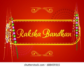 Illustration,greeting card of decorative rakhi for raksha bandhan background.