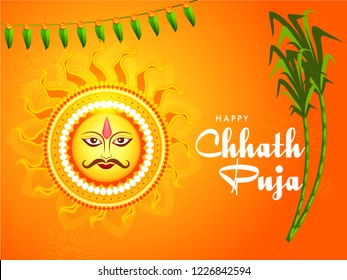 Illustration,Greeting Card Design For Festival Of Chhath Puja.