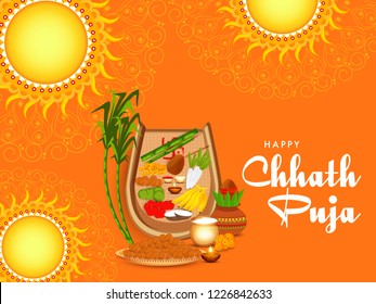 Illustration,Greeting Card Design For Festival Of Chhath Puja.