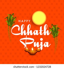 Illustration,Greeting Card Design For Festival Of Chhath Puja.