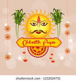 Illustration,Greeting Card Design For Festival Of Chhath Puja.