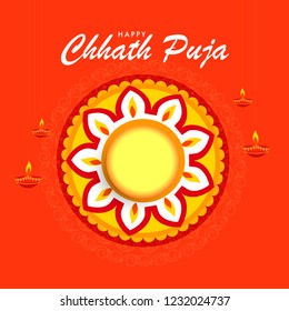 Illustration,Greeting Card Design For Festival Of Chhath Puja.