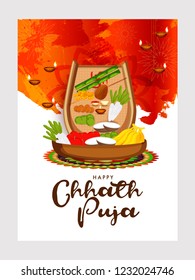 Illustration,Greeting Card Design For Festival Of Chhath Puja.