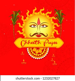 Illustration,Greeting Card Design For Festival Of Chhath Puja.