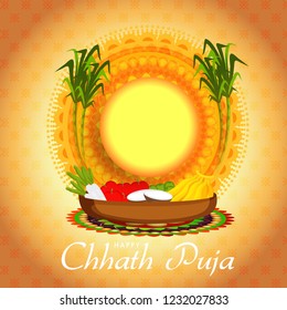 Illustration,Greeting Card Design For Festival Of Chhath Puja.