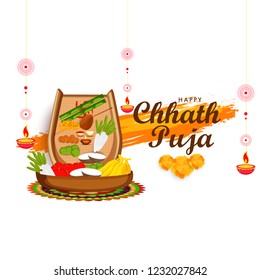 Illustration,Greeting Card Design For Festival Of Chhath Puja.