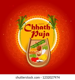 Illustration,Greeting Card Design For Festival Of Chhath Puja.