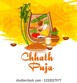 Illustration,Greeting Card Design For Festival Of Chhath Puja.