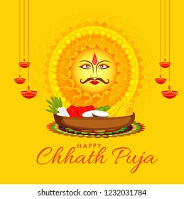 Illustration,Greeting Card Design For Festival Of Chhath Puja.