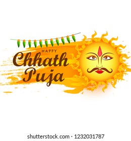 Illustration,Greeting Card Design For Festival Of Chhath Puja.