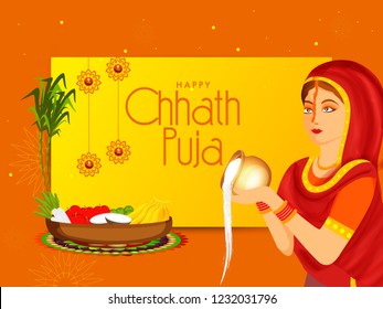 Illustration,Greeting Card Design For Festival Of Chhath Puja.