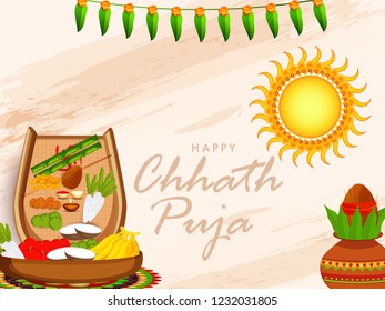 Illustration,Greeting Card Design For Festival Of Chhath Puja.